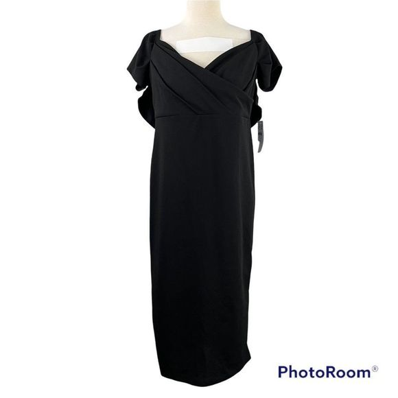 NWT TOPSHOP Black Off‎ The Shoulder Criss Cross Front Dress (12) - Picture 1 of 9
